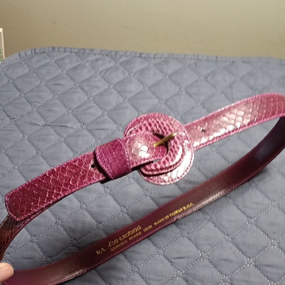 Genuine Snake Skin Leather Belt Purple